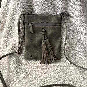 Unbranded dark green suede small crossbody bag